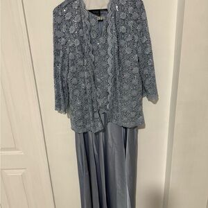 Elegant Blue Lace Dress Set